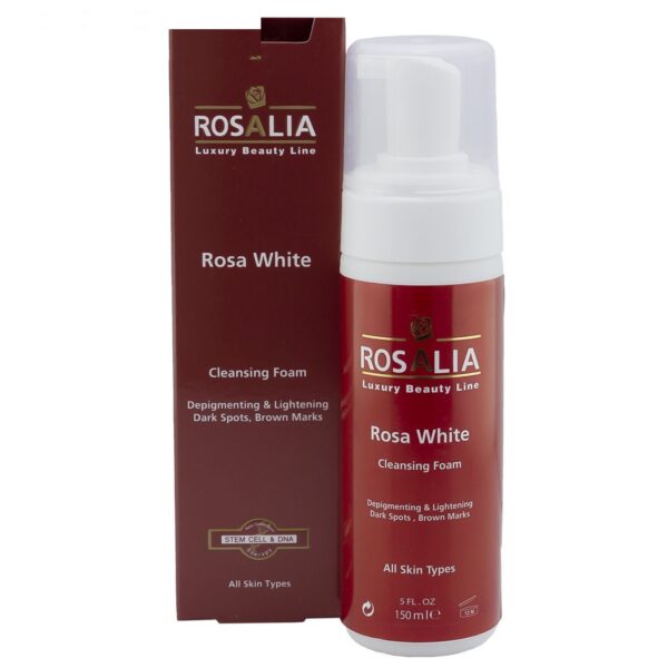 فوم پاک کننده و روشن کننده پوست رزالیا مدل Rosa White حجم 150 میلی لیتر