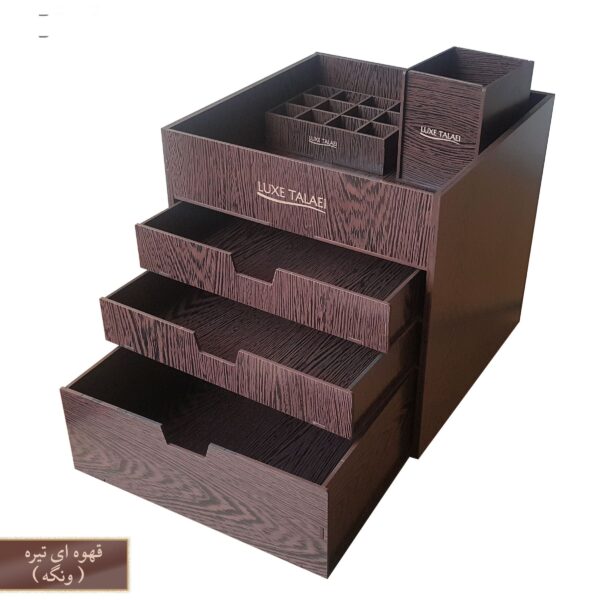 استند آرایشی لوکس طلائی مدل 0013 به همراه جای برس آرایشی و رژ لب