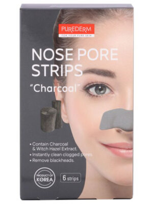 چسب‌ پاک کننده بینی پیور درم مدل Charcoal بسته 6 عددی