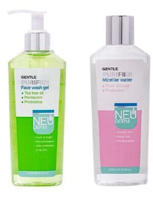 آب و ژل پاک کننده صورت نئودرم مدل جنتل پیوریفایر حجم 200 میلی لیتر مجموعه 2 عددی