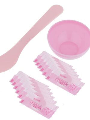 قرص ماسک ورقه ای صورت کیلی مدل E 001 بسته 12 عددی به همراه کاسه و برس آرایشی