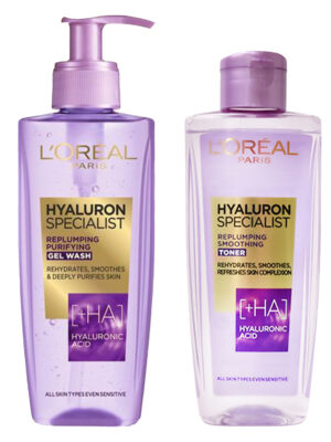 ژل شستشو صورت لورآل مدل Hyaluron Specialist حجم 200 میلی لیتر به همراه تونر پاک کننده صورت لورآل مدل Hyaluron Specialist