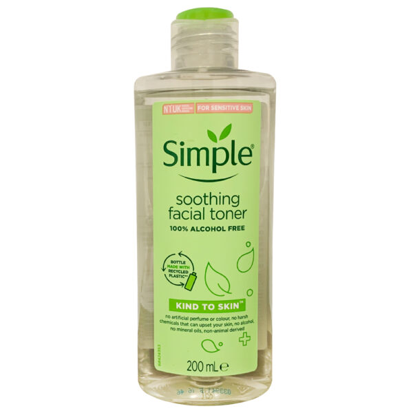 تونر پاک کننده صورت سیمپل مدل Soothing حجم 200 میلی لیتر