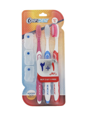 مسواک کانفیدنت سری NewDent مدل Bristles با برس نرم بسته 3 عددی