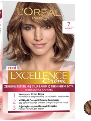 کیت رنگ مو لورآل مدل Excellence شماره 7 حجم 50 میلی لیتر رنگ بلوند