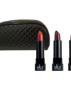 رژ لب جامد بکا کد LS8040616 مجموعه 3 عددی به همراه کیف لوازم آرایش کد VP