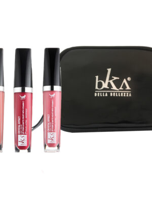 رژ لب مایع بکا کد LG222428 مجموعه 3 عددی به همراه کیف لوازم آرایش کد VG