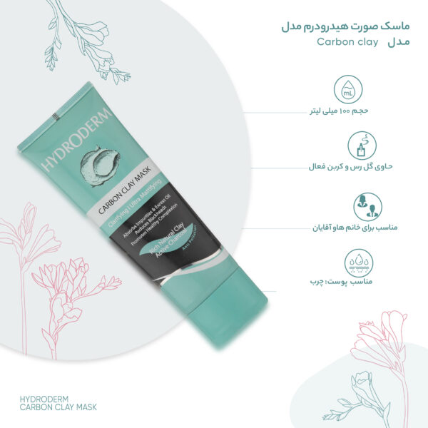 ماسک صورت هیدرودرم مدل Carbon clay وزن 100 گرم