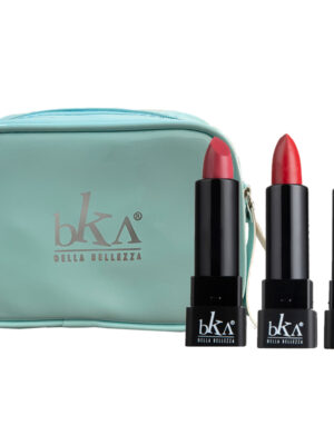رژ لب جامد بکا کد LS8021019 مجموعه 3 عددی به همراه کیف لوازم آرایش کد VG