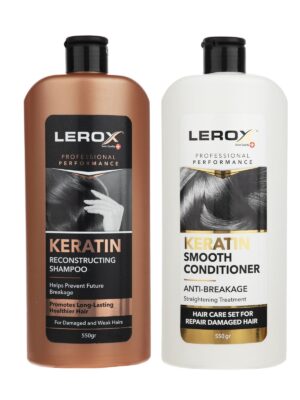 شامپو مو لروکس مدل T 2&2 حجم 550 میلی لیتر به همراه نرم کننده مو لروکس مدل keratin حجم 550 میلی لیتر