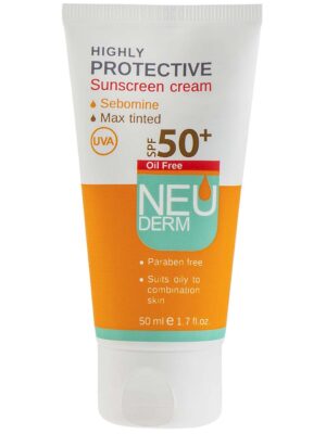 کرم ضد آفتاب فاقد چربی نئودرم مدل Highly Protective Max Tinted SPF50 حجم 50 میلی لیتر