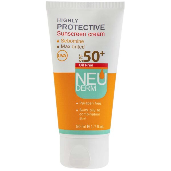 کرم ضد آفتاب فاقد چربی نئودرم مدل Highly Protective Max Tinted SPF50 حجم 50 میلی لیتر