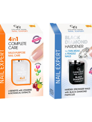 تقویت کننده ناخن گلدن رز مدل Black_complete حجم 11 میلی لیتر مجموعه 2 عددی