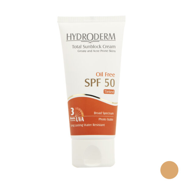 کرم ضد آفتاب رنگی فاقد چربی هیدرودرم مدل Medium Beige SPF50 حجم 50 میلی لیتر