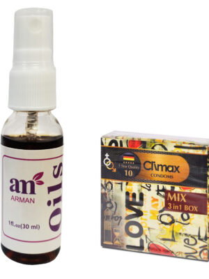 روغن حجم دهنده آرمان مدل Enlargement حجم 30 میلی لیتر به همراه کاندوم کلایمکس مدل Mix 10 بسته 3 عددی