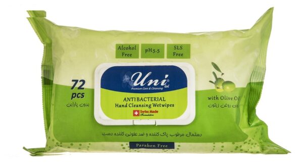 دستمال مرطوب یونی لد مدل Antibacterial Hand Cleansing With Olive Oil بسته 72 عددی