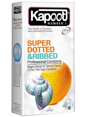 کاندوم کاپوت مدل Super Dotted And Ribbed بسته 12 عددی