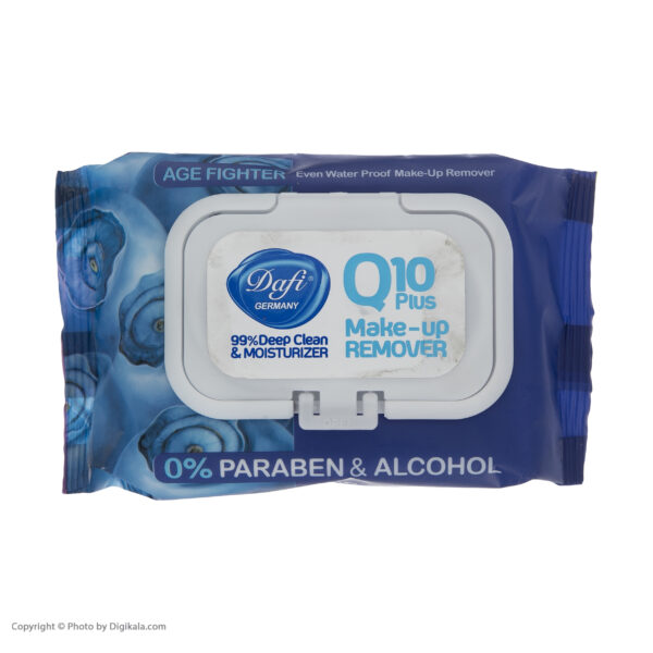 دستمال پاک کننده آرایش دافی مدل AGE FIGHTERING Q10 PLUS بسته 50 عددی