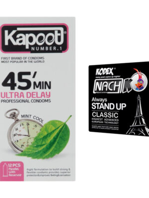 کاندوم کاپوت مدل 45 Minutes بسته 12 عددی به همراه کاندوم ناچ کدکس مدل Always Stand Up بسته 3 عددی