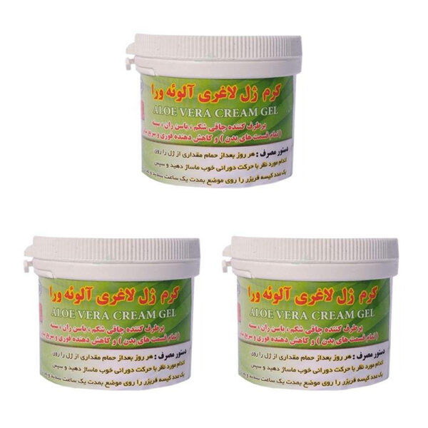 کرم ژل لاغری آلوئه ورا روجا مدل Aloe vera حجم 100 میل لیتر به همراه صابون لاغری مدل آلوئه ورا وزن 100 گرم مجموعه 6 عددی