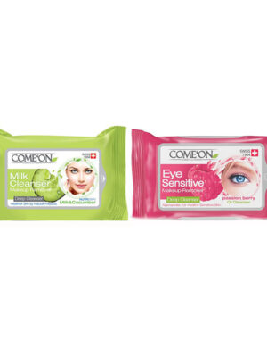پک دستمال مرطوب کامان مدل milk cleanser بسته 20 عددی به همراه دستمال پاک کننده آرایش چشم بسته 10 عددی