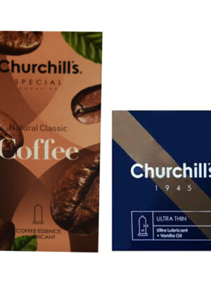 کاندم چرچیلز مدل Coffee بسته 12 عددی به همراه کاندوم مدل Ultra Lubricant  بسته 3 عددی