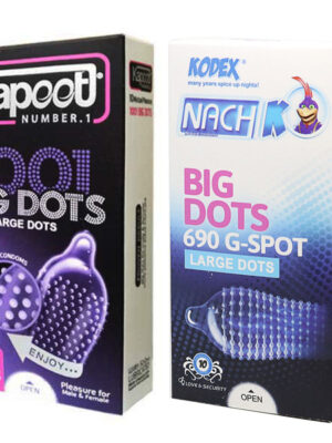 کاندوم ناچ کدکس مدل BIG DOTS بسته 10 عددی به همراه کاندوم کاپوت مدل BIG DOTS بسته 10 عددی