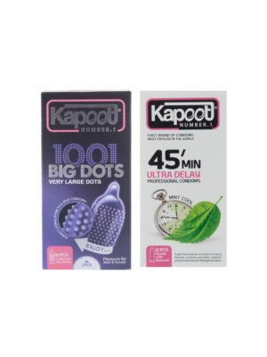 کاندوم کاپوت مدل BIG DOTS بسته 10 عددی به همراه کاندوم کاپوت مدل 45min بسته 12 عددی
