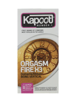 کاندوم خاردار و شیاردار کاپوت مدل Orgasm Fire X3 بسته 12 عددی