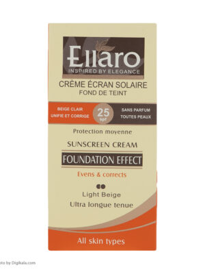 کرم ضد آفتاب رنگی الارو SPF25 سری Foundation Effect مدل Light Beige مناسب انواع پوست حجم 40 میلی لیتر