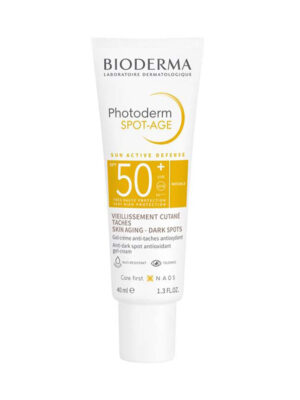 ژل کرم ضد آفتاب بی رنگ بایودرما +SPF50 مدل Photoderm Spot-Age مناسب انواع پوست حجم 40 میلی لیتر